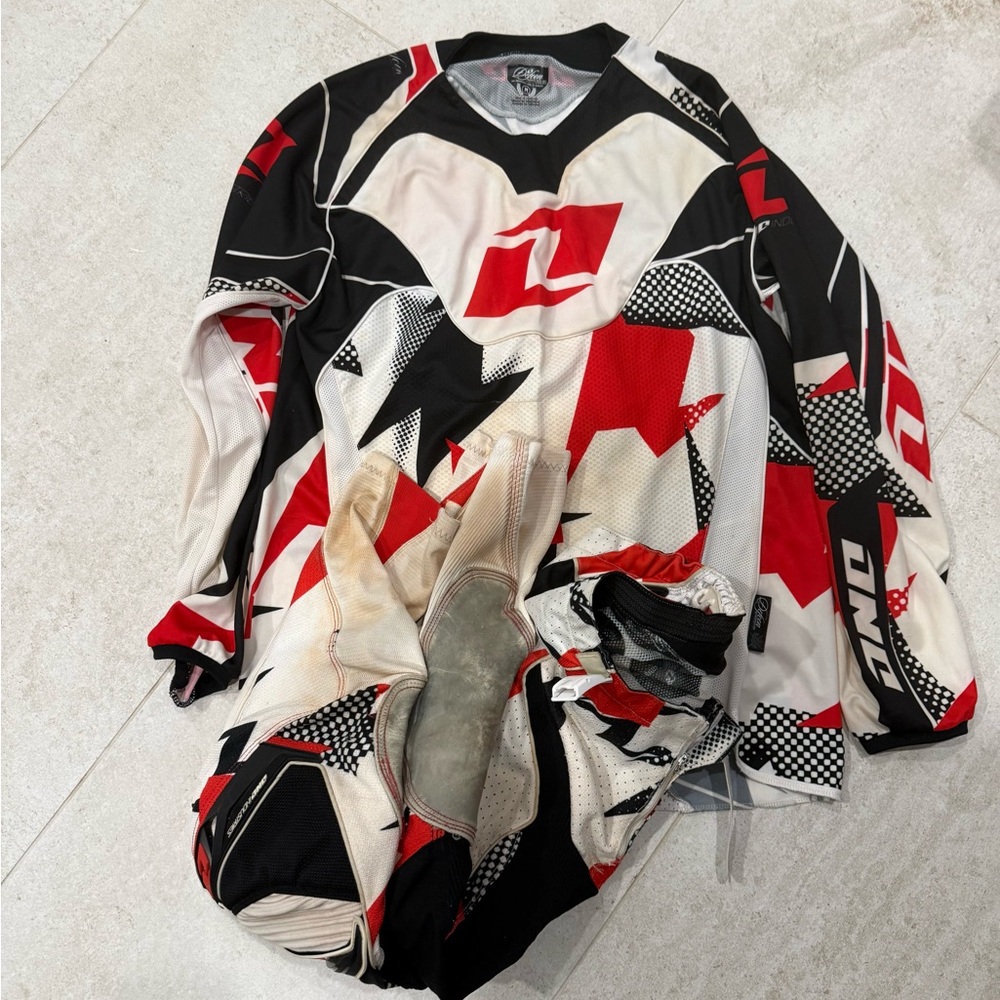 One Industries Red and Black Motocross Gear Set